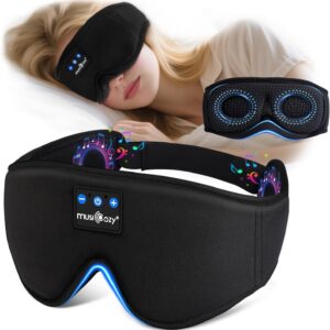 MUSICOZY Sleep mask Headphones,100% Blackout 3D Zero Eye Pressure Bluetooth Sleep mask Breathable Eye mask with Bluetooth Sleep Headphones for Side Sleepers,with 14H Playtime&Bluetooth 5.4