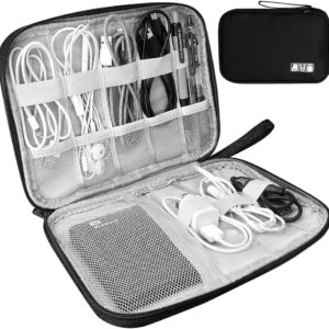 HCFGS Electronics Accessories Organizer Bag, Travel Cable Organiser Bag, Universal Carry Travel Gadget Bag for USB Cable Drive, SD Card,Charger Hard Disk (Black)