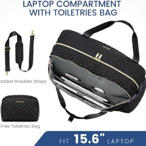 LOVEVOOK Travel Duffle Bag for Women, Weekend Overnight Bags with Cosmetic Bag, Large Waterproof Ladies Holdall for Hospital Maternity Gym, Carry On Flight Womens, Black