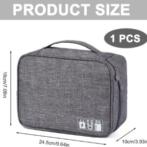 Megcdtr Electronic Organizer, Travel Cable Organiser Bag, Universal Carry Travel Gadget Bag, Waterproof Electronics Accessories Storage Case for iPad Cables Chargers Hard Drive Power Bank (Grey)
