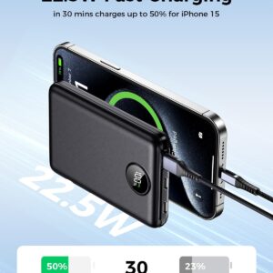 Power Bank Fast Charging 10000mAh, 22.5W Portable Charger(USB-C Input & Output), PD 3.0 QC 3.0 External Mobile Phone Battery with LED Display, Compatible with iPhone 17 16 15 14 13 12 Pro Max and More