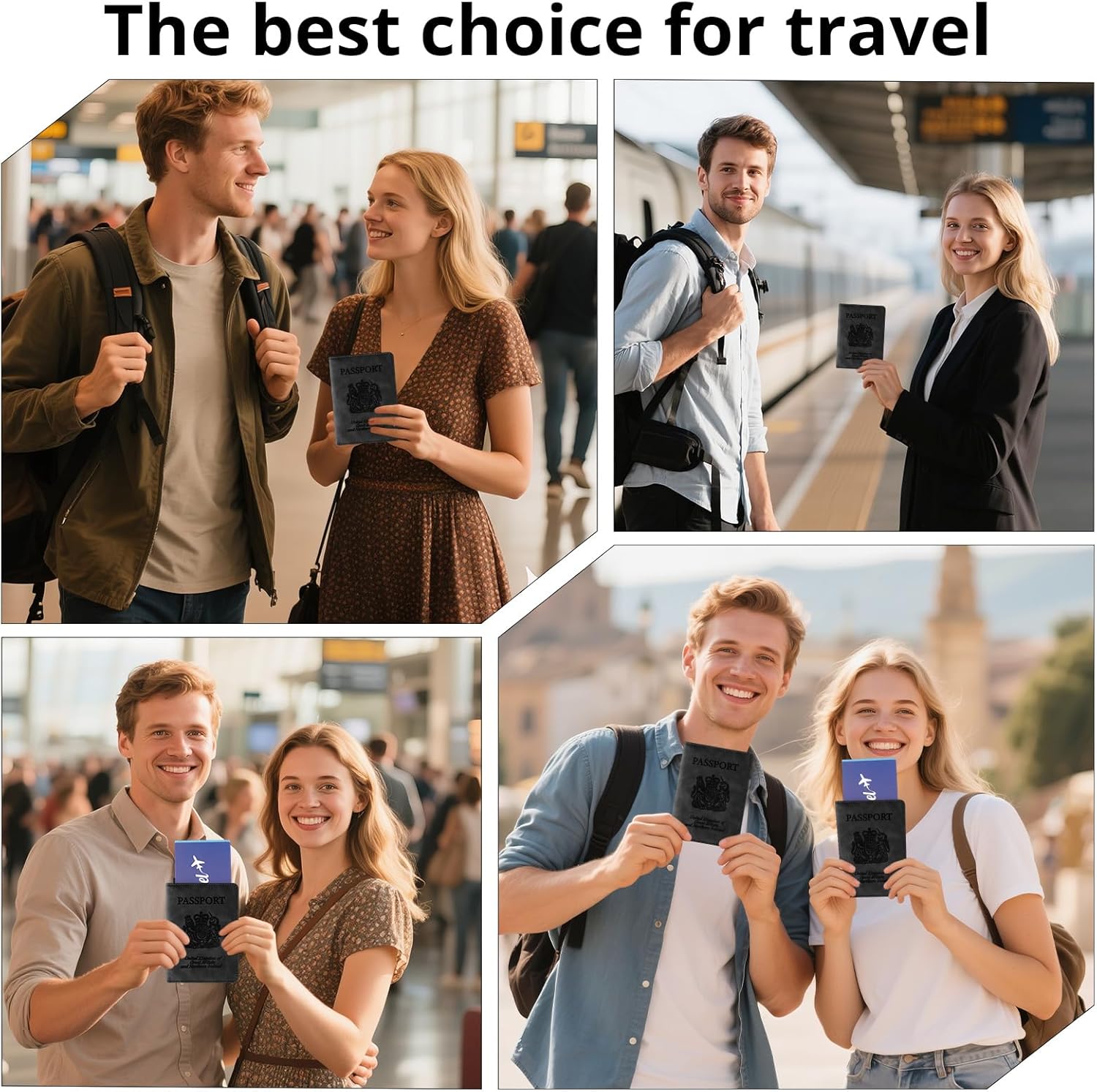 Cinocratic Passport Holder for Travel Accessories,RFID Blocking PU Leather Passport Cover Wallet Card Case for Men and Women (Black) - Image 5