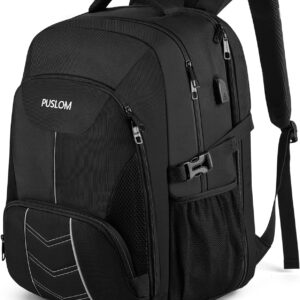 Extra Large Backpack 55L,18.4 Inch Travel Laptop Work Bag with USB Charging Port Big Business Flight Approved TSA Heavy Duty Computer Rucksack for Men Women College School,Black
