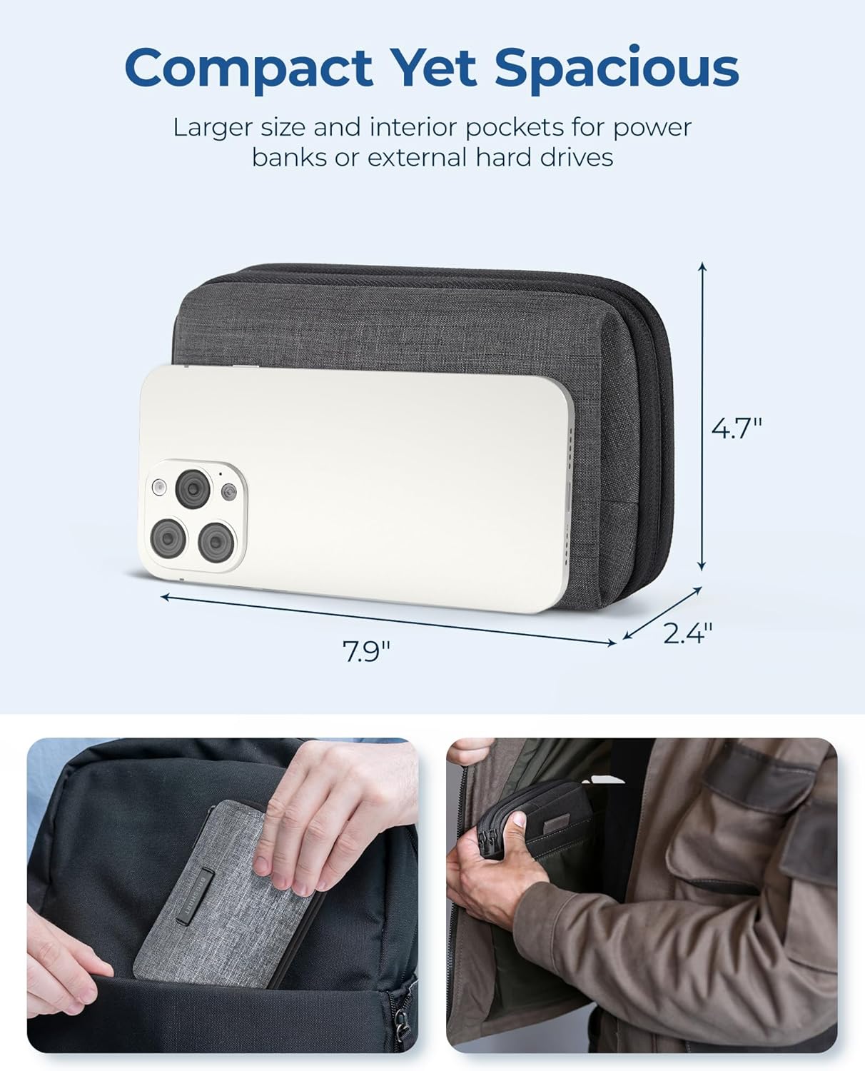 bagsmart Electronics Organizer Travel Case, Cable Organiser Pouch, Travel Essentials, Tech Organiser, Travel Accessories Bag for Charging Cable, Flash Drive, Power Bank, USB, Black - Image 5