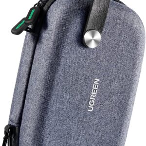 UGREEN Travel Accessories Bag, Portable Cable Organiser Travel Electronics Organiser Small Gadget Cable Bag Pouch, Hard Case for Charger Adapter Power Bank Hard Drive(Grey)