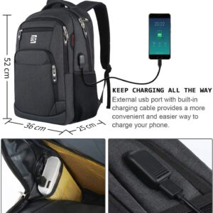 KASIBON Laptop Backpack with USB Charging&Headphone Port,Anti-Theft Business Laptop Backpack with Breathable Padded Shoulder Strap, Water Resistant Computer Rucksack