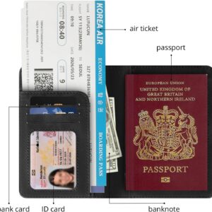 Cinocratic Passport Holder for Travel Accessories,RFID Blocking PU Leather Passport Cover Wallet Card Case for Men and Women (Black)