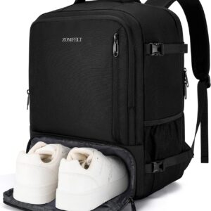 ZОMFELT New Ryanair Cabin Bags 40x30x20 Travel Backpack, 24L Underseat Travel Bag Rucksack with Shoe Compartment, Carry on 15.6-Inch Laptop Backpack, School Hiking Work Backpack for Men Women, Black