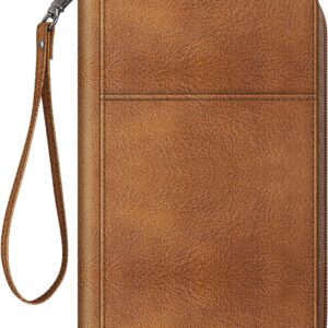 FINTIE Passport Holder Travel Wallet for Family, RFID Blocking Travel Document Organizer Clutch Bag for Passports, Business Cards, Credit Cards, Boarding Passes