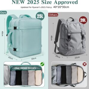 ETRONIK for NEW Ryanair Cabin Bags 40x30x20 Underseat, 25L Travel Backpack Hand Luggage Carry-on Airplanes Flight Bag, 40x30x20 Cabin Bag for Travelling Casual Daypack for Ryan Wizz Air, Green