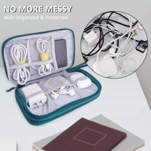 Teskyer Travel Organiser Bag, Waterproof Cable Organiser, Dark Green, 8.5 x 5 Inch