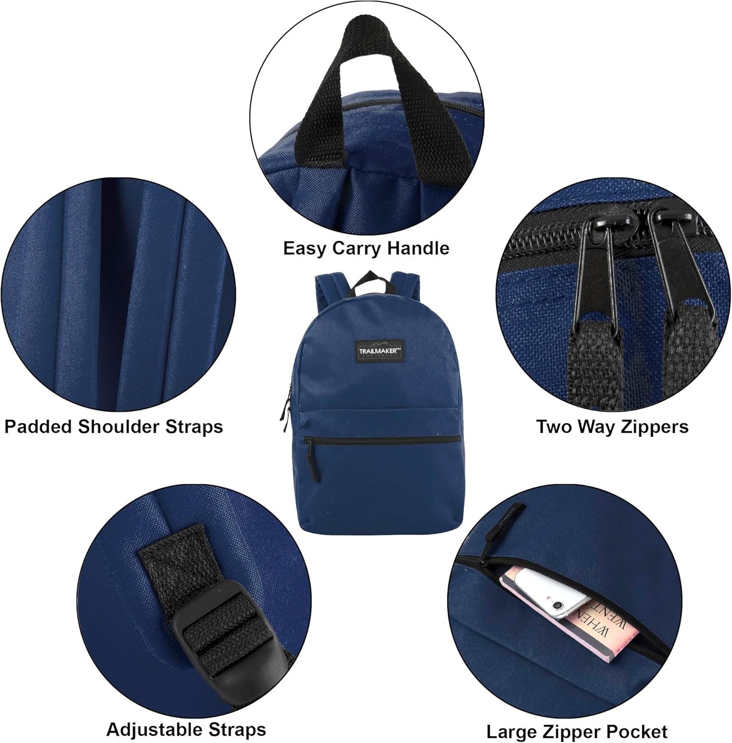 Classic Vintage Backpack for Adults and Kids with Adjustable Padded Shoulder Straps | School Bookbags for Girls, Boys - Image 2