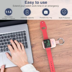 i.VALUX Portable Wireless Charger Compatible with Apple Watch Series 11,10,9,8,7,6,5,4,3,2,SE,Ultra 1/2/3,Mini 1000mAh iWatch Smart Keychain Power Bank,41/45/44/42/40/38/49mm Travel Charger Gift(Pink)