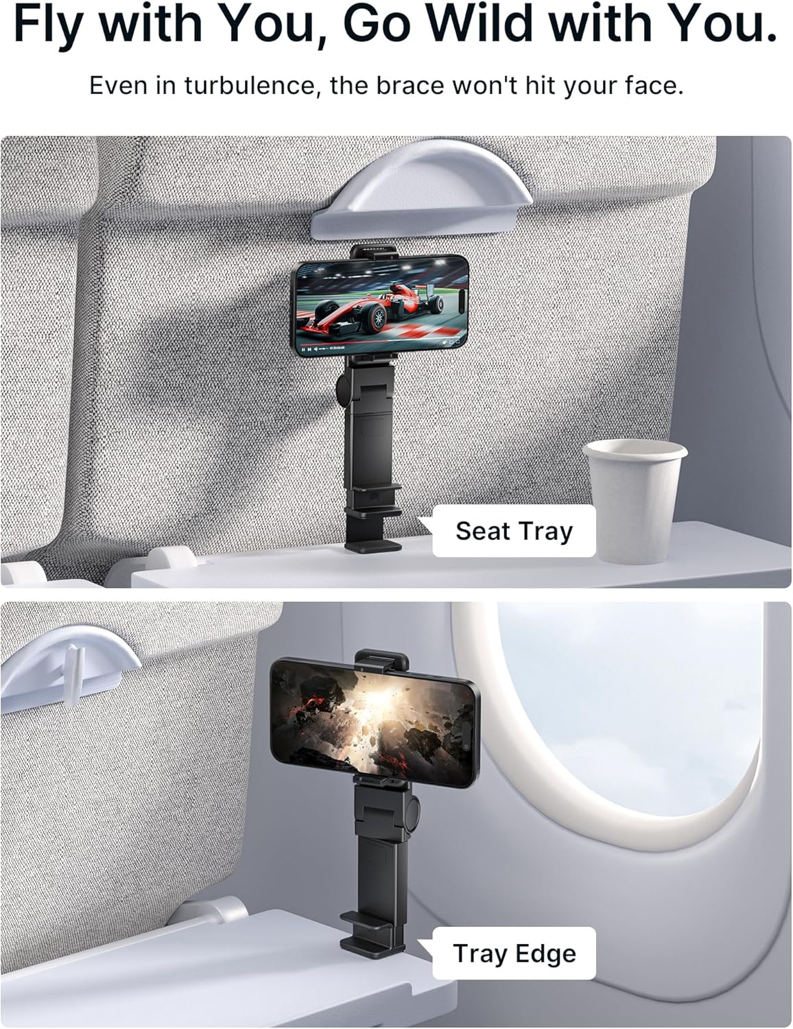 JSAUX Airplane Travel Essentials, Airplane Phone Holder, Travel Accessories for Flying,360 Degree Rotation Phone Holder, Hands-free for Plane Flying - Image 3