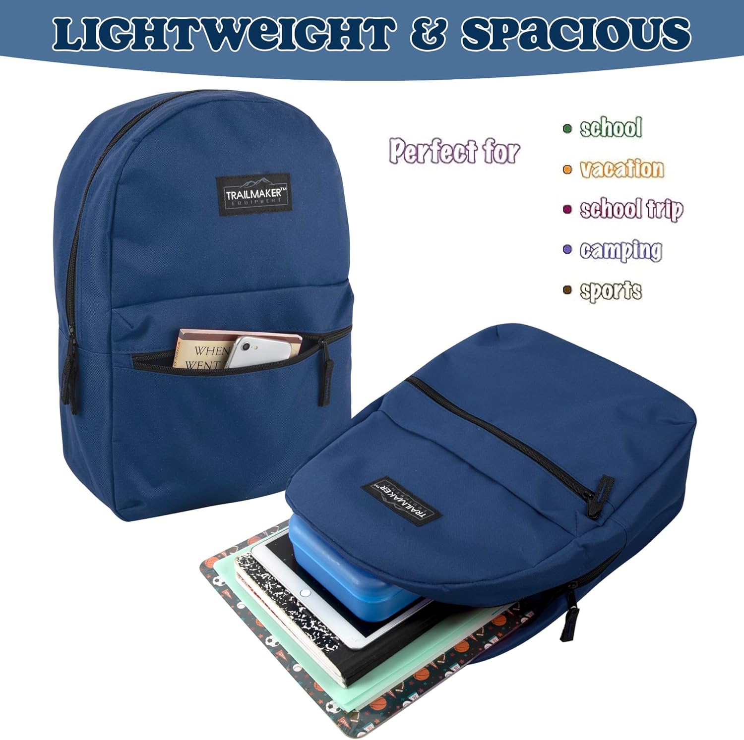 Classic Vintage Backpack for Adults and Kids with Adjustable Padded Shoulder Straps | School Bookbags for Girls, Boys - Image 3