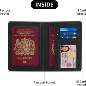 Cinocratic RFID Blocking Passport Holder Cover & Travel Wallet – PU Leather Organiser for Credit Cards, Boarding Pass and ID Cards | Travel Accessories for Men&Women (Black)