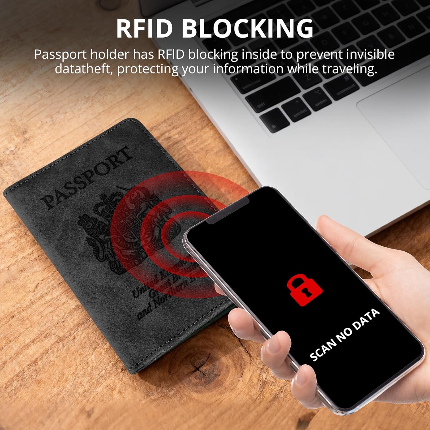 Cinocratic Passport Holder for Travel Accessories,RFID Blocking PU Leather Passport Cover Wallet Card Case for Men and Women (Black) - Image 4