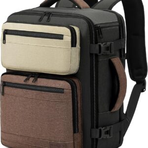 VANKEV Ryanair Easyjet Eurowings Wizz Air Cabin Bag 40x30x20, 24L Underseat Hand Luggage For Travel Fits 15.6 Inch Laptop dark olive green/brown