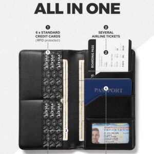 VULKIT Passport Holder Travel Wallet, Leather Passport Holder Cover RFID Blocking Travel Document Organiser for Women Men