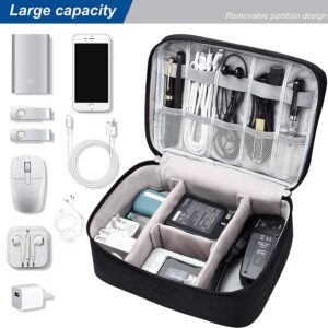 Electronic Organizer, Portable Travel Organizer Bag, Waterproof Electronics Accessories Storage Cases for iPad, Cables, Chargers, Hard Drive, Power Bank, Game Cards (Black)
