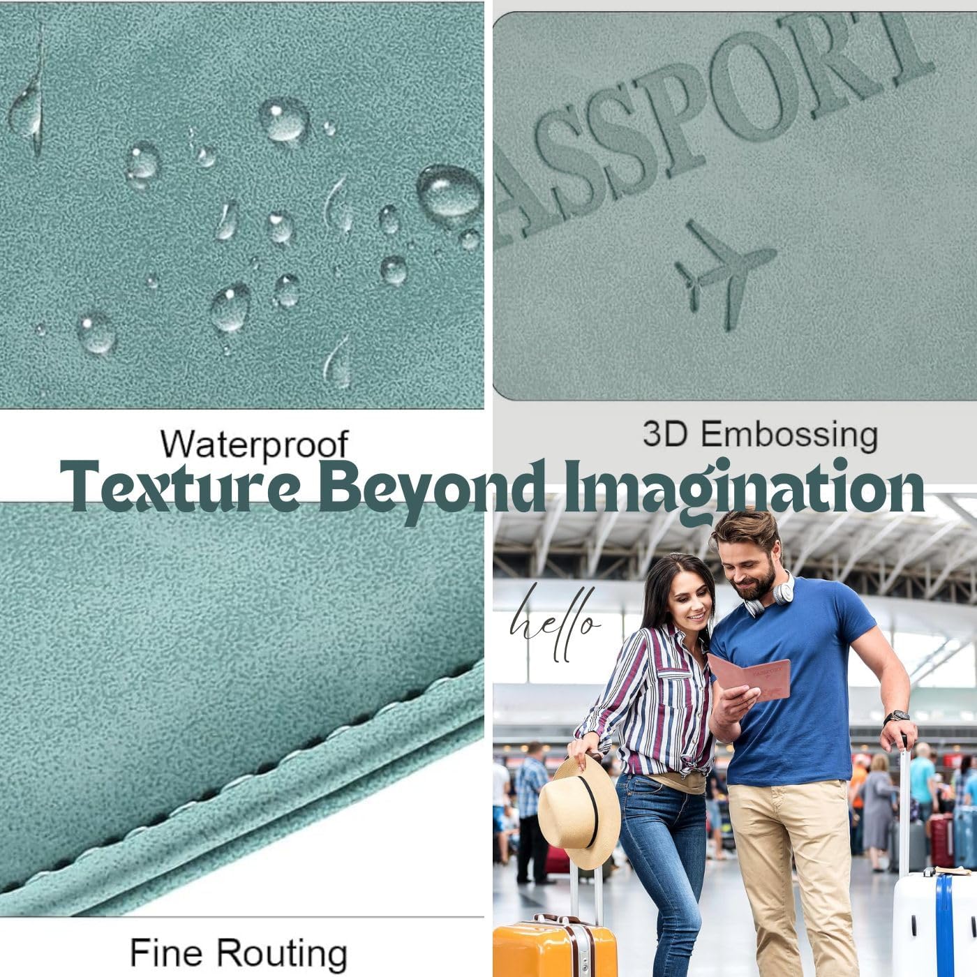 Passport Holder Cover Wallet Case, 2 Pcs PU Leather Travel Wallet with RFID Blocking Passport Book Holders Organiser Travel Must Haves Credit Cards Boarding Passes Covers for Men Women (Pink & Blue) - Image 6