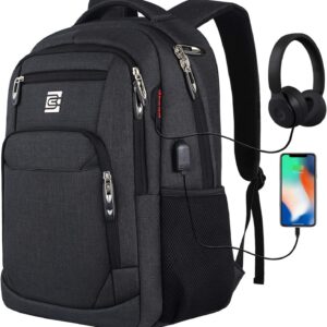 marcello Laptop Backpack with USB Charging&Headphone Port,Anti-Theft Business Backpack with Padded Shoulder Strap, Computer Rucksack for School/Work/Travel (Gold, 15.6 Inch)