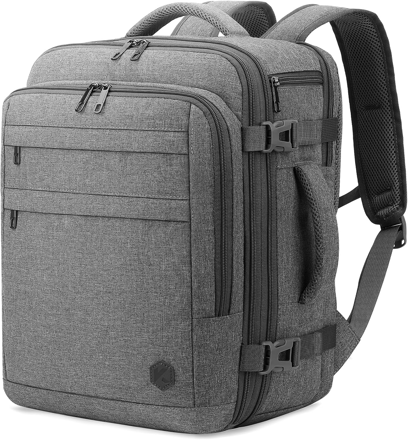 Ryanair EasyJet Eurowings Wizz Air Cabin Bag Expandable 40x30x20 to 40x30x25, 24L to 30L, Underseat Hand Luggage For Travel Fits 15.6 Inch Laptop grey