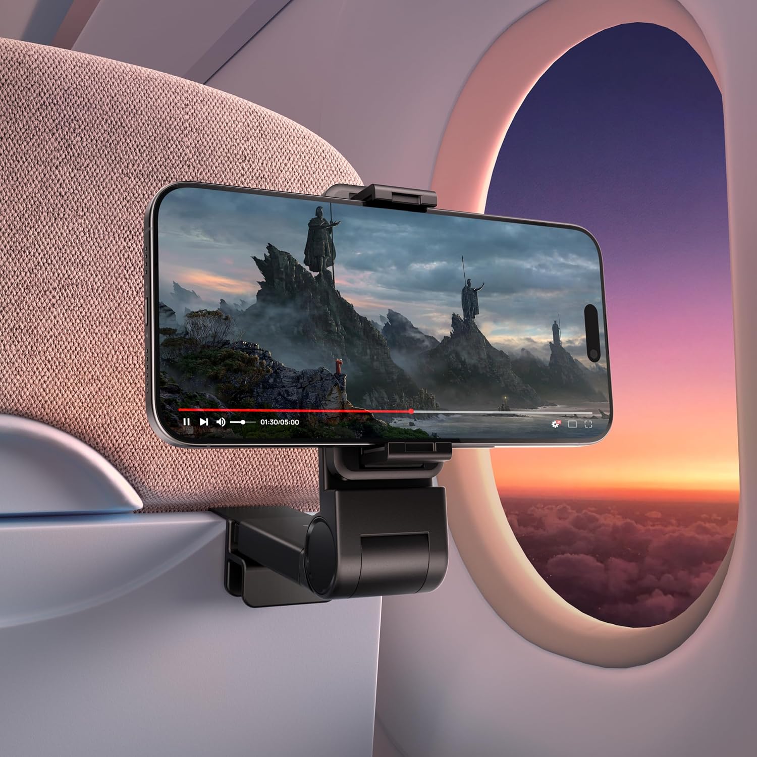 JSAUX Airplane Travel Essentials, Airplane Phone Holder, Travel Accessories for Flying,360 Degree Rotation Phone Holder, Hands-free for Plane Flying