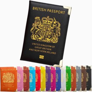 HITHIKA British Passport Holder | UK Passport Wallet | Non EU | PU Leather (Black)