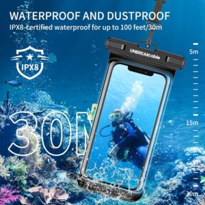 UNBREAKcable Waterproof Phone Case, 2-Pack IPX8 Universal Waterproof Phone Pouch Dry Bag for iPhone 17 16 15 14 13 12 11 Pro Max XR SE 2022 Samsung S25 S24 S23 S22 Ultra Huawei P70 Mate 70 up to 7″